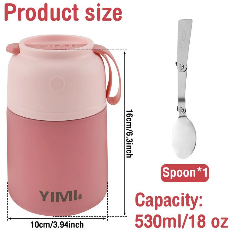 304 Stainless Steel Thermo Soup Cup 530ml 480ml Leakproof Vacuum Insulated Jar