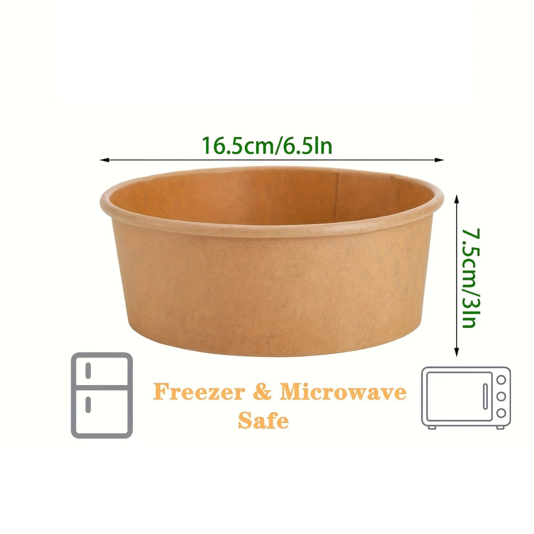 44Oz 1300Ml Paper Bowls With Lids Disposable Soup Salad Meal Prep Food Containers Pack