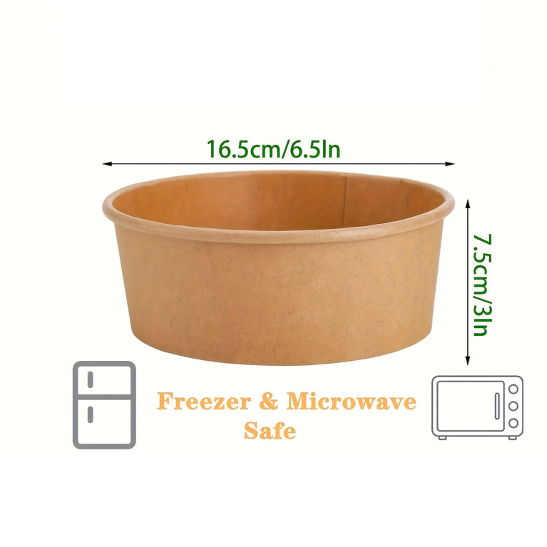 44Oz 1300Ml Paper Bowls With Lids Disposable Soup Salad Meal Prep Food Containers Pack