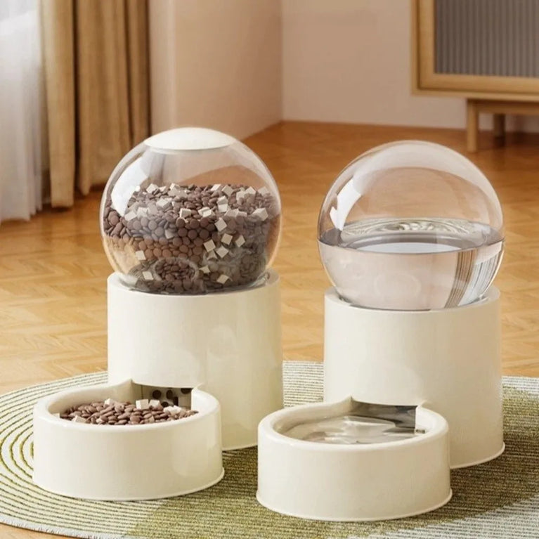 Large Capacity Automatic Pet Feeder Neck Protection Leakproof Water Dispenser Visual Window Cat Bowl