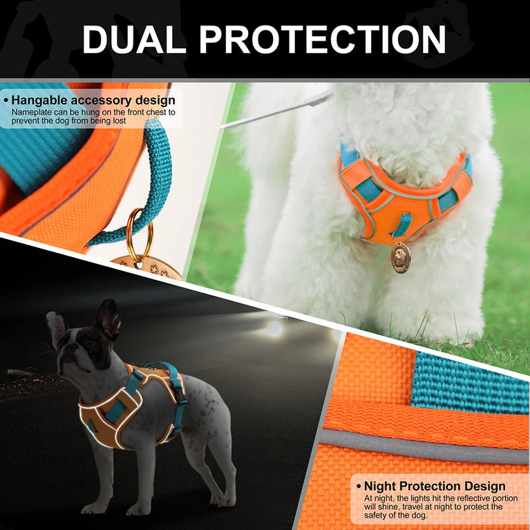 Mesh Breathable Reflective Nylon Dog Harness Adjustable Training Vest For Dogs