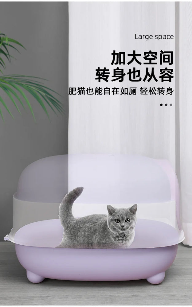 Fully Enclosed Oversized Cat Litter Box | Deodorizing Flip-Top Pet Toilet