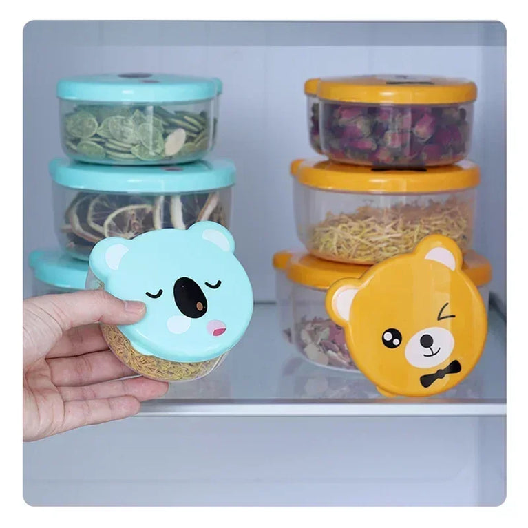4Pcs Kids Bento Box Cartoon Lunch Storage Set Microwave Safe
