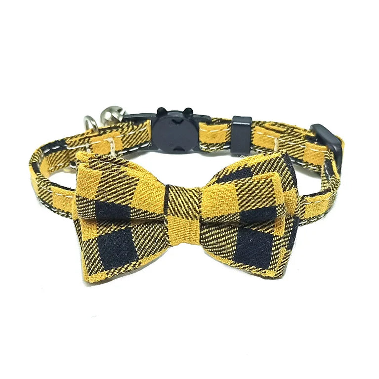 Pet Breakaway Cat Collar Bow Tie Bell Cute Plaid Adjustable