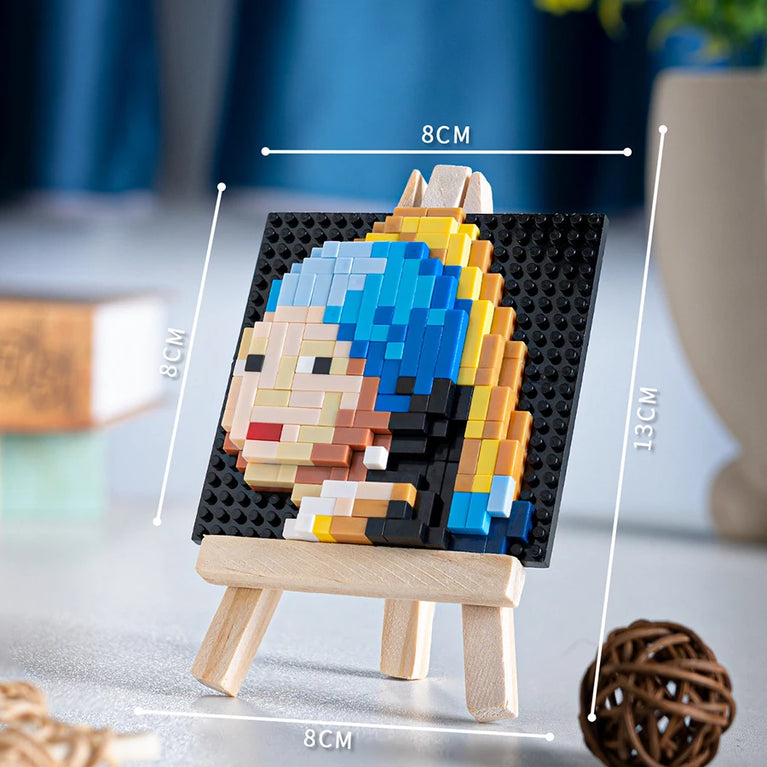 Famous Painting Diamond Building Blocks | 3D Micro-Brick Art with Display Easel