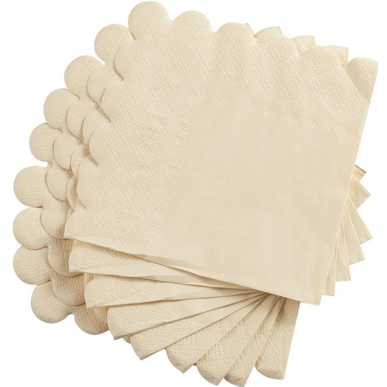 50PCS COCKTAIL SCALLOPED EDGE DISPOSABLE PAPER NAPKINS 5X5 INCH DINNER WEDDING PARTY