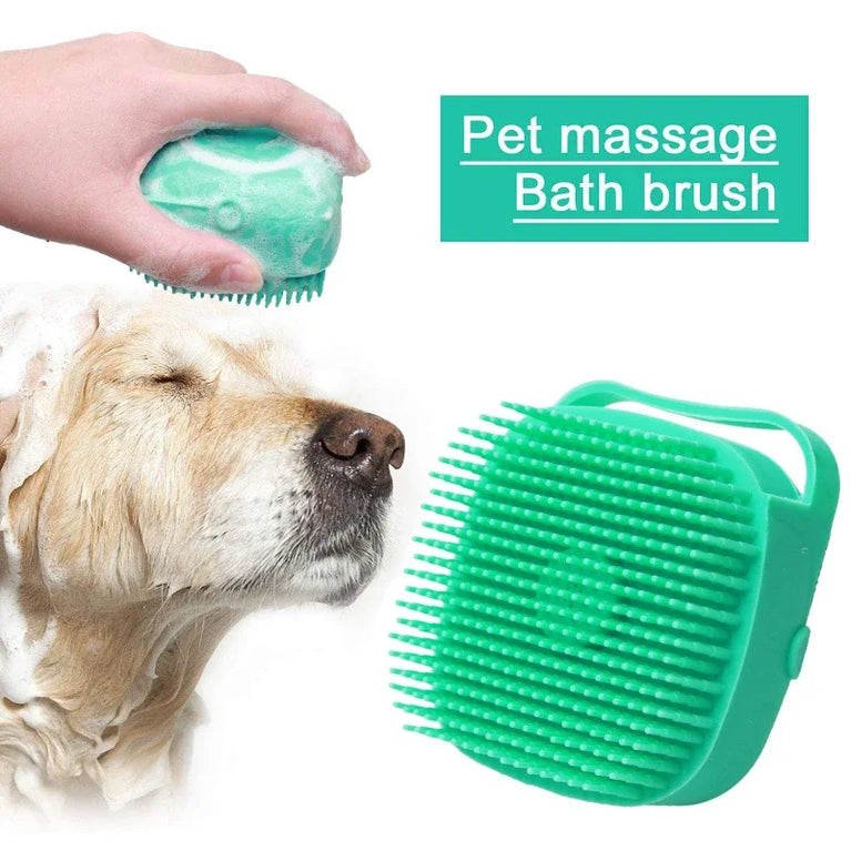 Pet Dog Shampoo Brush Silicone Massage Grooming Scrubber Bath Tool