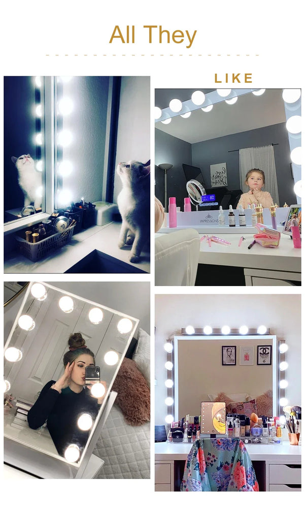 LED Hollywood Vanity Mirror Lights | Professional Detachable USB Makeup Lamps