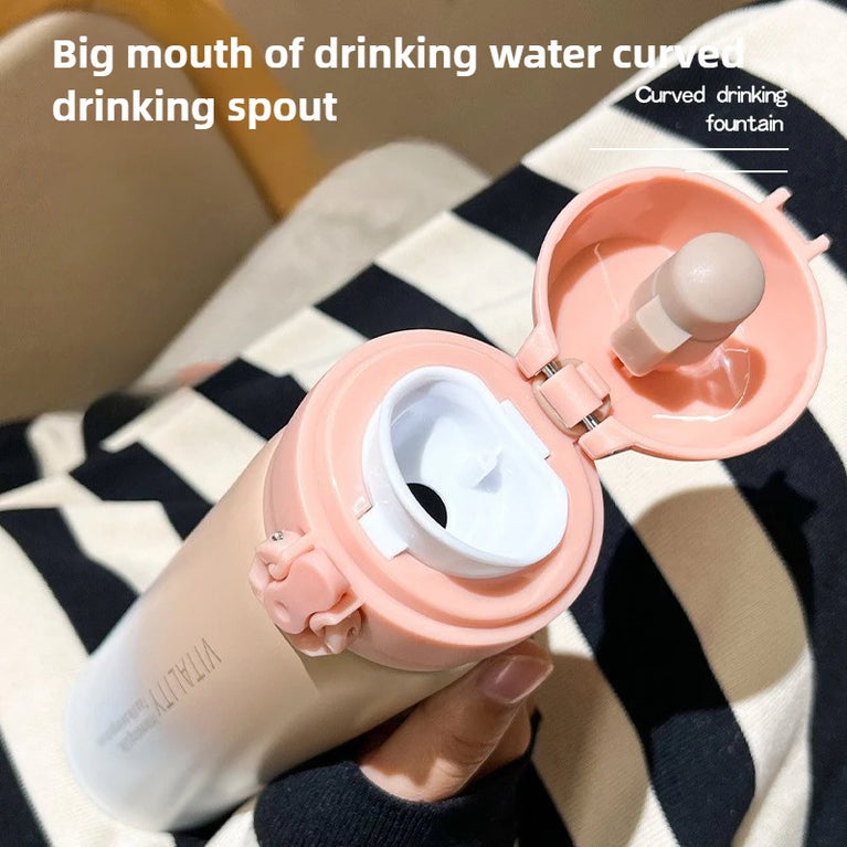 500ml Gradient Stainless Steel Insulated Water Bottle Flip Lid