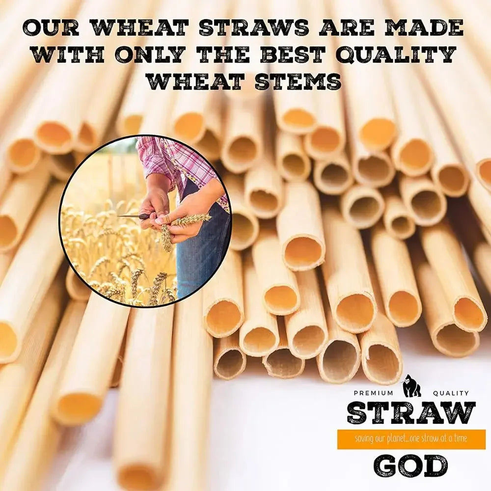 100PCS Disposable Wheat Straw Eco-Friendly Natural Drinking Straws