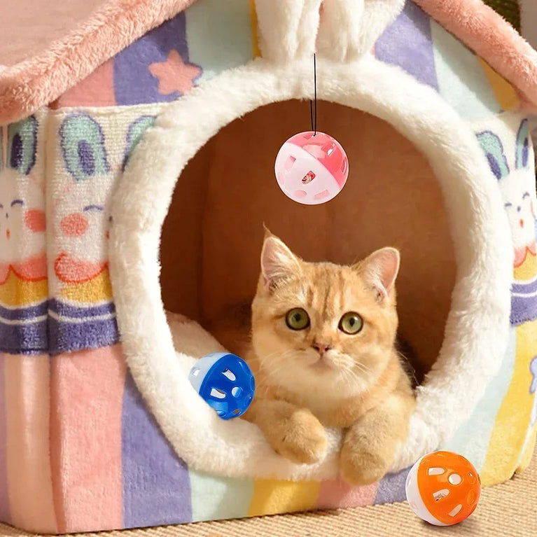 Cat Interactive Jingle Ball Plastic Cat Toys with Bell Chase Play Pet Toy Set