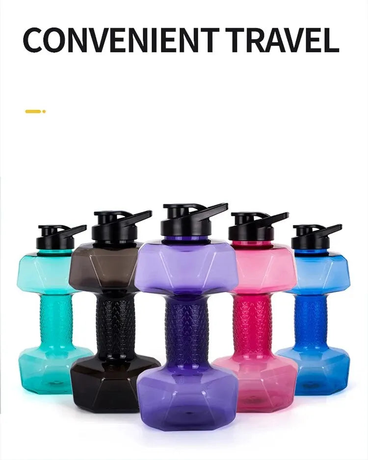 1500ML Dumbbell Shaped Gym Waterbottle Portable Fitness Drinking Bottle