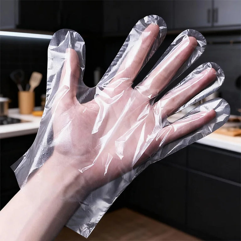 50/200Pcs Disposable PE Gloves Food Grade Transparent Plastic Gloves