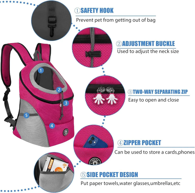 New Dog Pet Backpack Carrier Travel Bag Front Pack Breathable Adjustable Safety Outdoor
