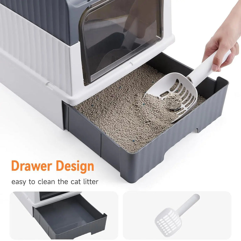 UV Sterilization Cat Litter Box Enclosed Odor Control Easy Clean