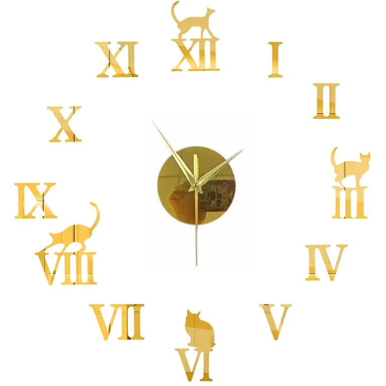 3D DIY Large Wall Clock | Modern Acrylic Mirror Surface Home Décor