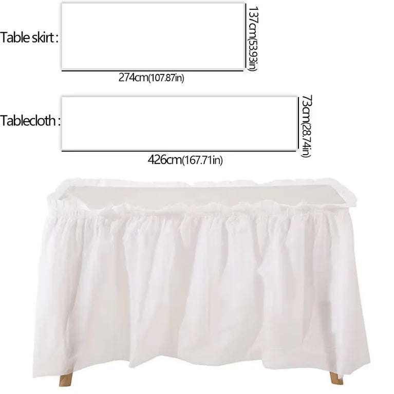 Disposable Waterproof Table Skirt Plastic Tablecloth Set Wedding Party Festival Decor