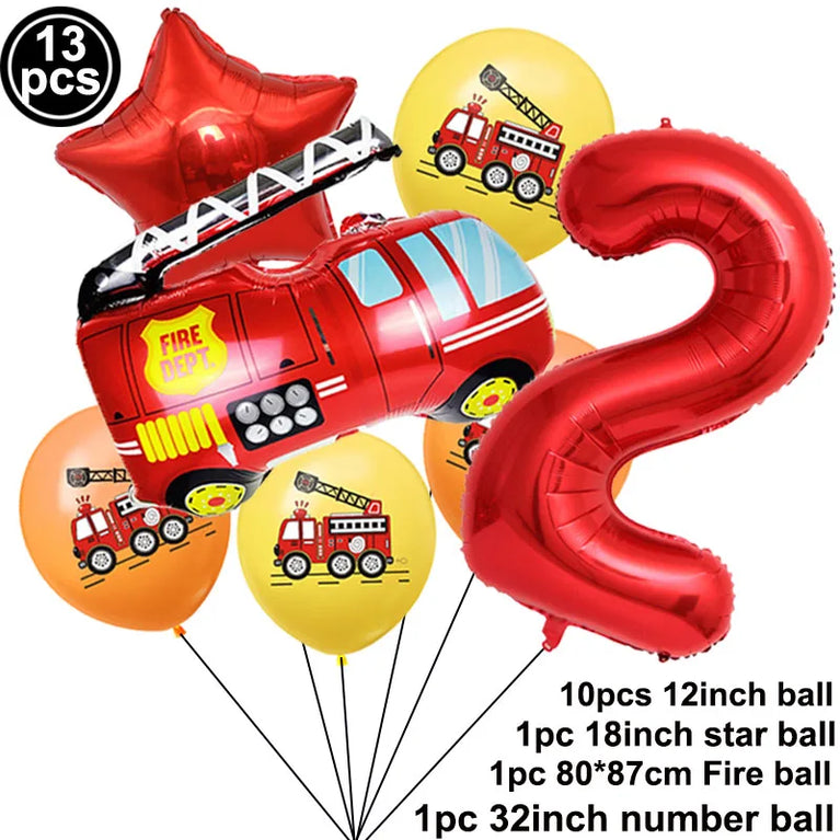 Firetruck Birthday Party Supplies Fire Theme Paper Plates Cups Napkins Set