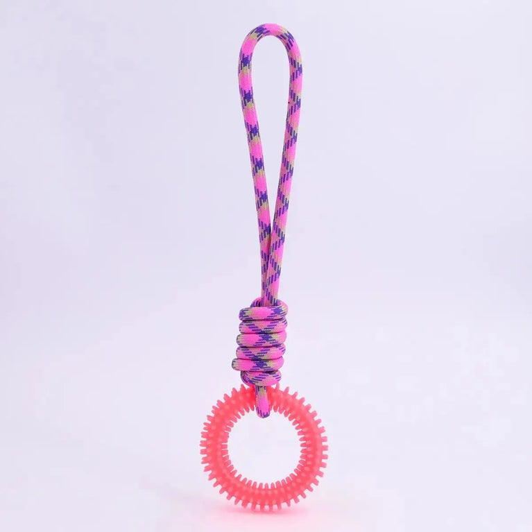 Interactive Training Pet Toy Ring Spiked Dog Chew Teeth Cleaning