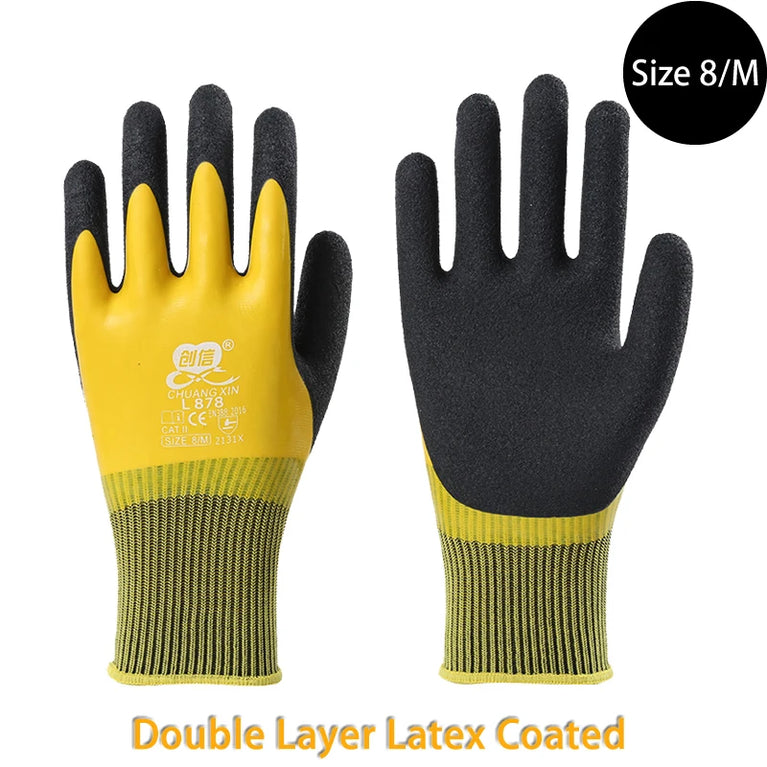 Super Grip Rubber Coated Waterproof Gardening Gloves Anti Slip Work