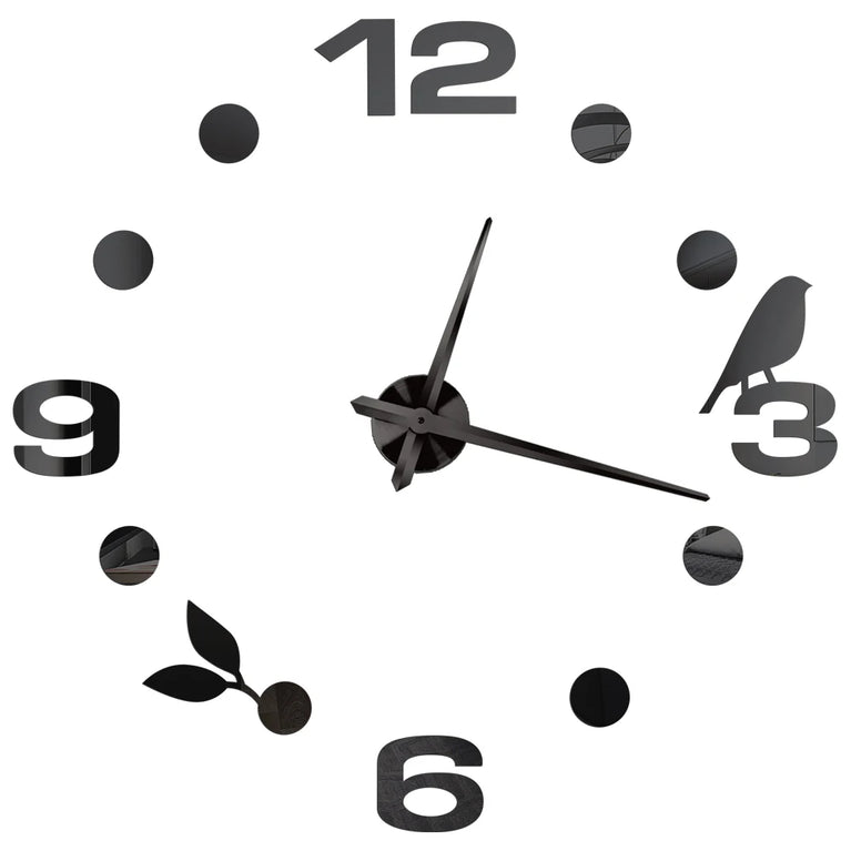 3D DIY Large Wall Clock | Modern Acrylic Mirror Surface Home Décor