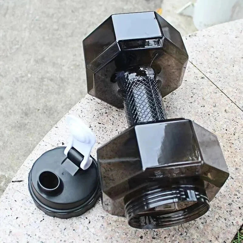 1500ML Dumbbell Shaped Gym Waterbottle Portable Fitness Drinking Bottle