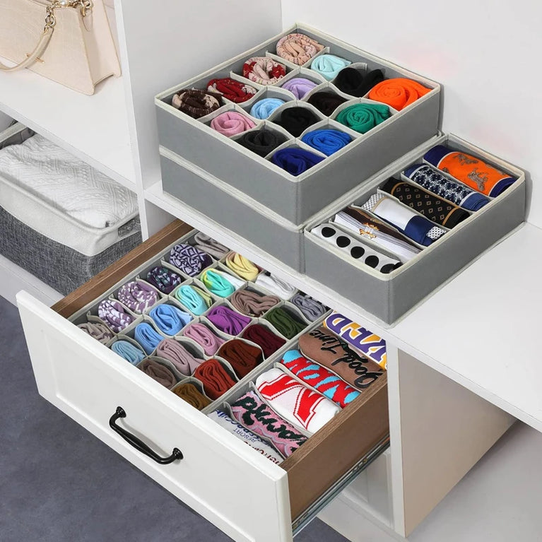 Non-Woven Underwear & Sock Organizer | Foldable Wardrobe Drawer Divider