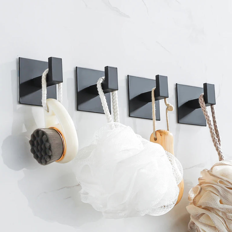 Black Self-Adhesive Wall Hooks For Hanging Keys Clothes Hanger Door Metal Robe Hook Coat Rack Towel Holder Bathroom Accessories