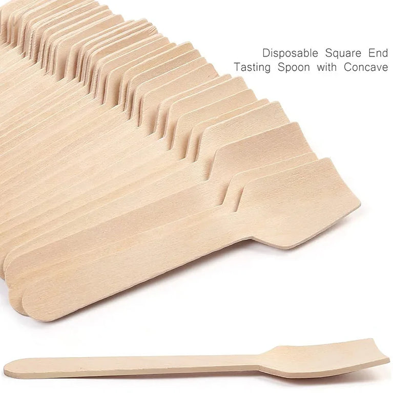 50/100PCS Mini Wooden Spoons 4 Inch Disposable Tasting Spoon Set