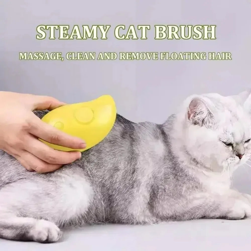 Cat Steamy Brush Electric Spray Massage Grooming Shedding 3in1 Tool