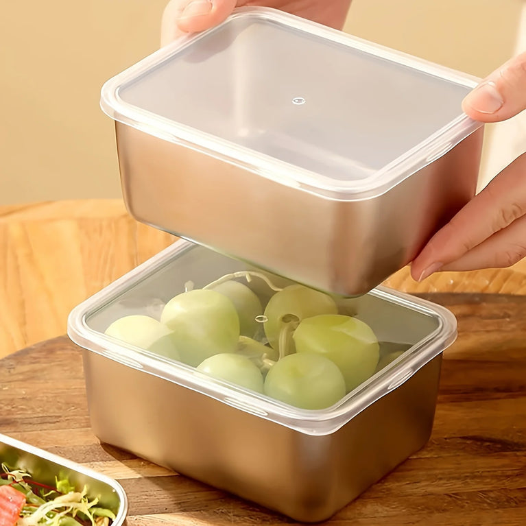 6-Piece Stainless Steel Food Containers with Lids Stackable Set