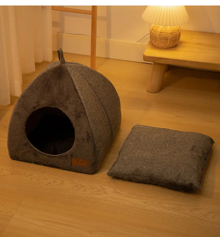 Winter Warm Cat Bed Foldable House Cat Heating Pad Cushion