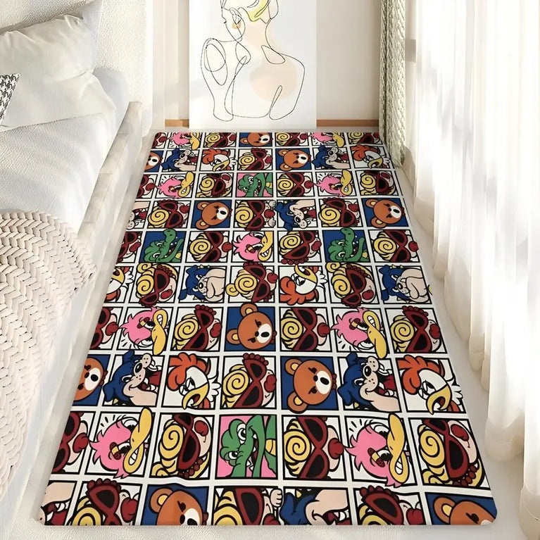 Non-Slip Washable Cartoon Area Rugs for Kids Room and Living