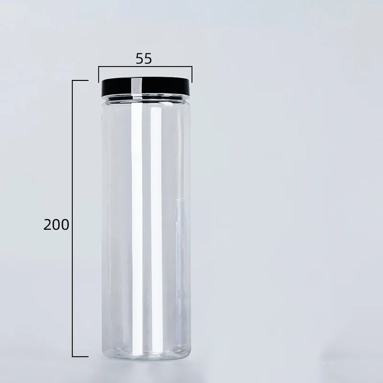 Black Lid Wide Mouth Circular Plastic Storage Bucket Airtight Food Container