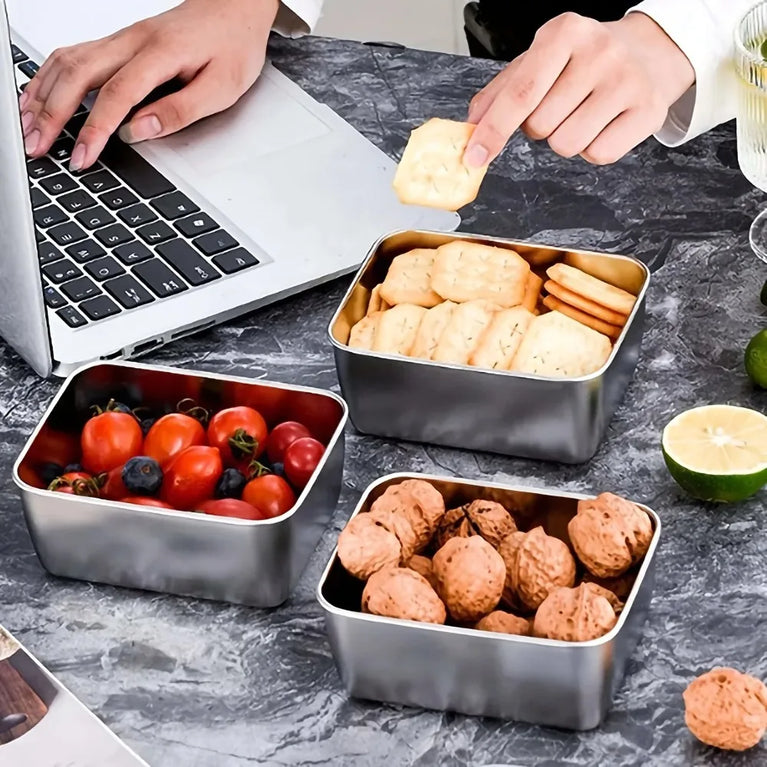 6-Piece Stainless Steel Food Containers with Lids Stackable Set