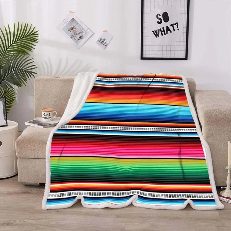 Striped Blanket | Colorful Plush Throw for Home & Travel
