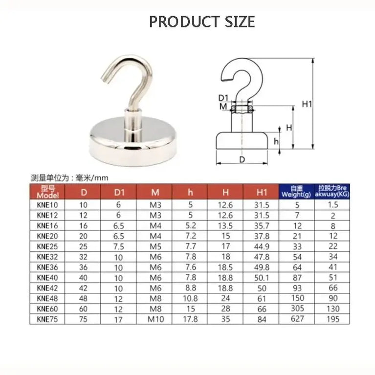 Strong Magnetic Hook Set | 10-Piece Neodymium Multi-Purpose Home & Office Organizer