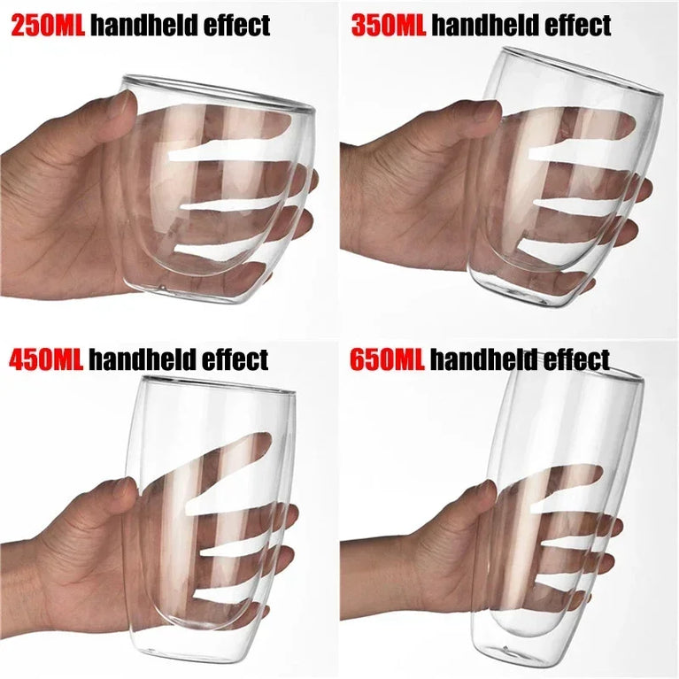 Double-Wall Borosilicate Glass Cup | Heat-Resistant Insulated Drinkware