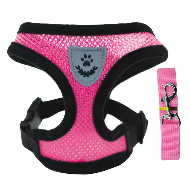 Breathable Mesh Cat Small Dog Harness And Leash Kitten Puppy Adjustable Vest Set