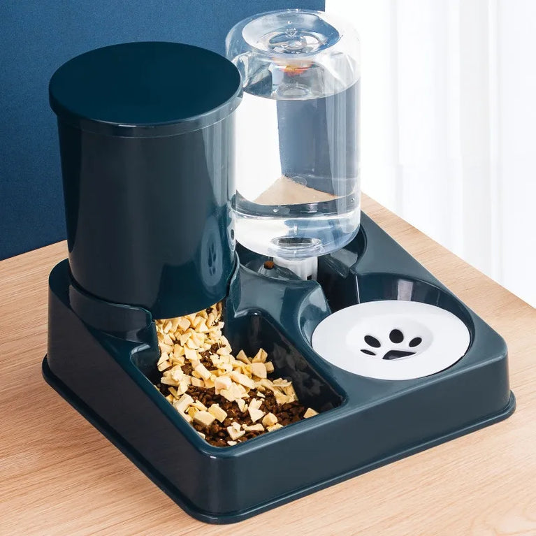 Double Raised Anti-Slip Cat Dog Bowl with Water Feeder System