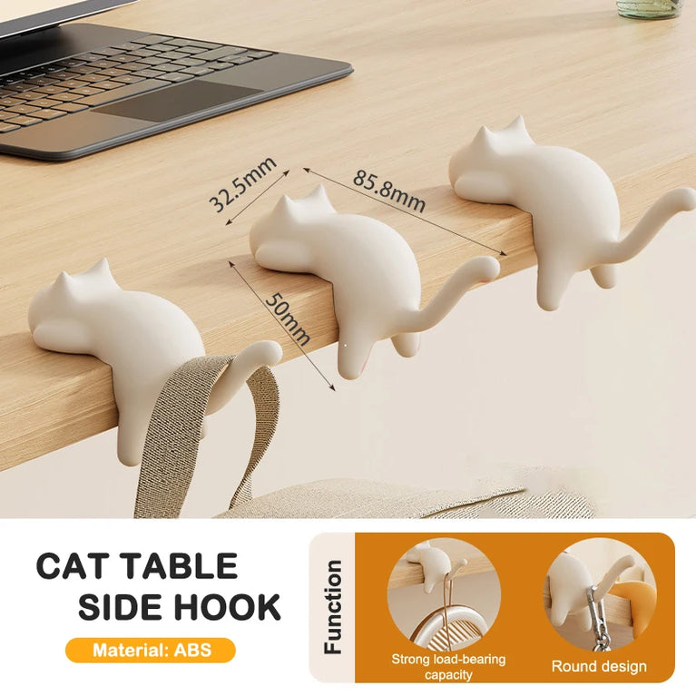Cute Cat Bag Hook Portable Table Hanger Desk Organiser Holder Stand