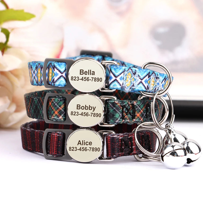 Cat Collar Free Personalized Kitten Collar Engraved Antilost Adjustabl