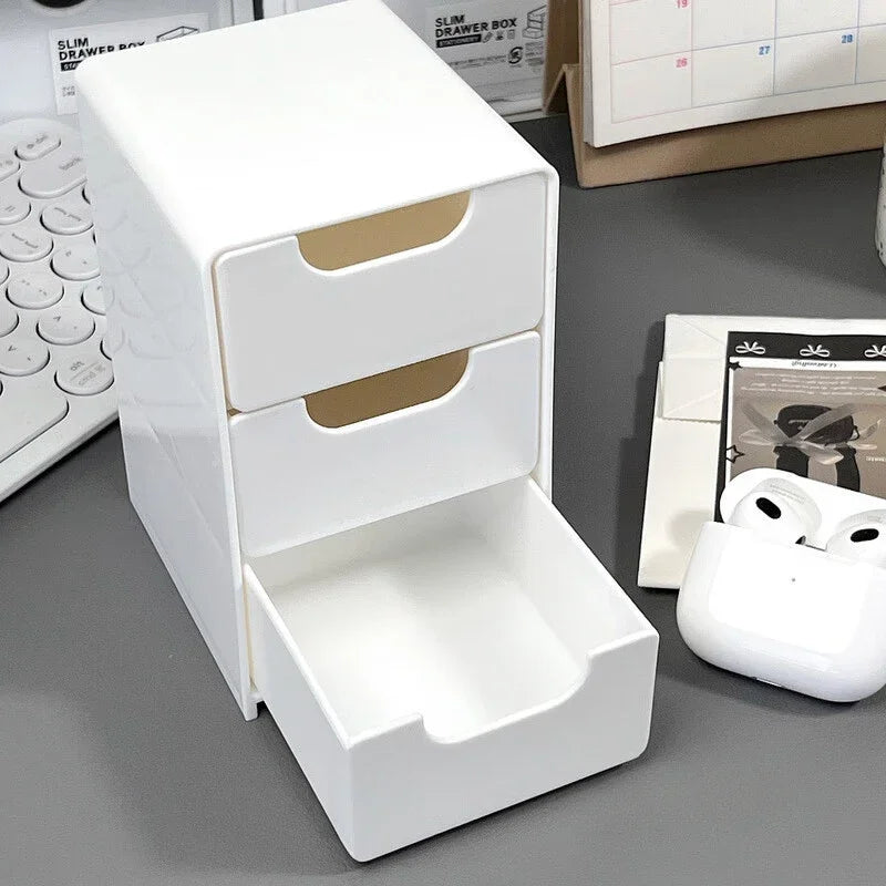 Chic 3-Tier Desk Organizer with Drawers Storage Divider Box
