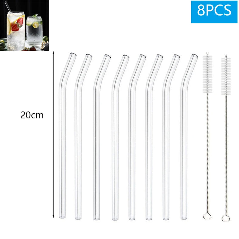 Glass Straws Eco Friendly Reusable Drinking Straw Set with Brushes Bar Accessories