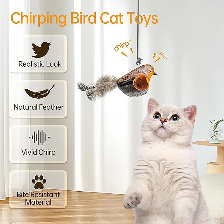 Interactive Bird Cat Toy with Chirping Sound & Self Play Fun
