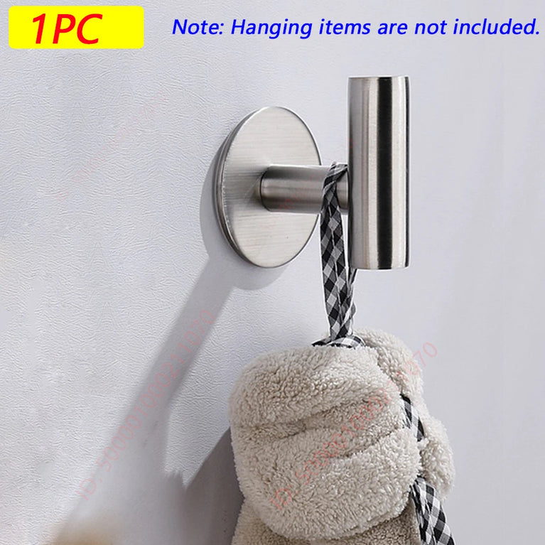 1/2PCS Adhesive Wall Hook Stainless Steel Robe Sticker Hooks Towel Coat Key Pants Hangers Bathroom Kitchen Storage Accessories
