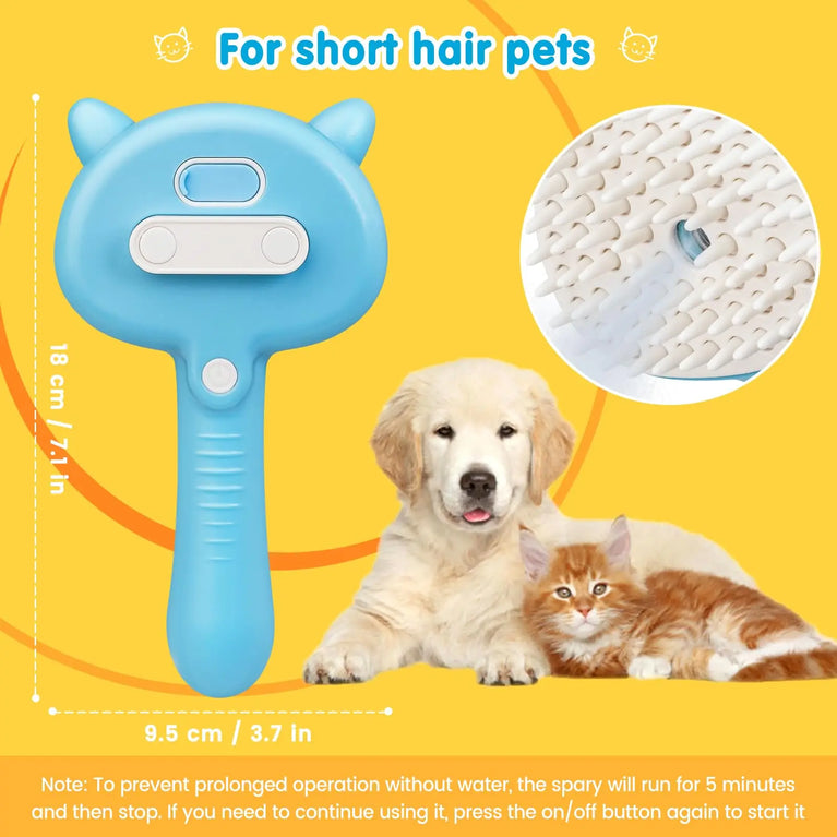 3-in-1 Cat Steam Brush Silicone Grooming Shedding Tool with Spray Function