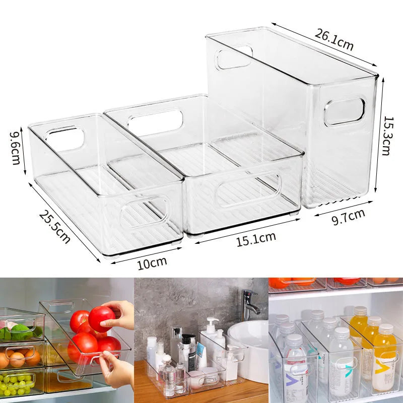 Transparent Refrigerator Storage Box Fridge Organizer Clear Plastic Container for Kitchen Storage