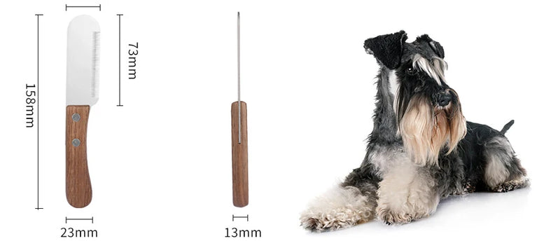 Pet Stainless Steel Wooden Handle Stripping Knife Dog Grooming Tool