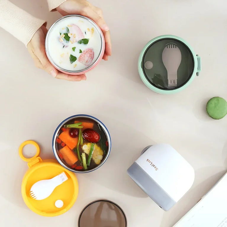 600ML 304 Stainless Steel Soup Noodle Bowl with Lid Leakproof Lunch Box Container